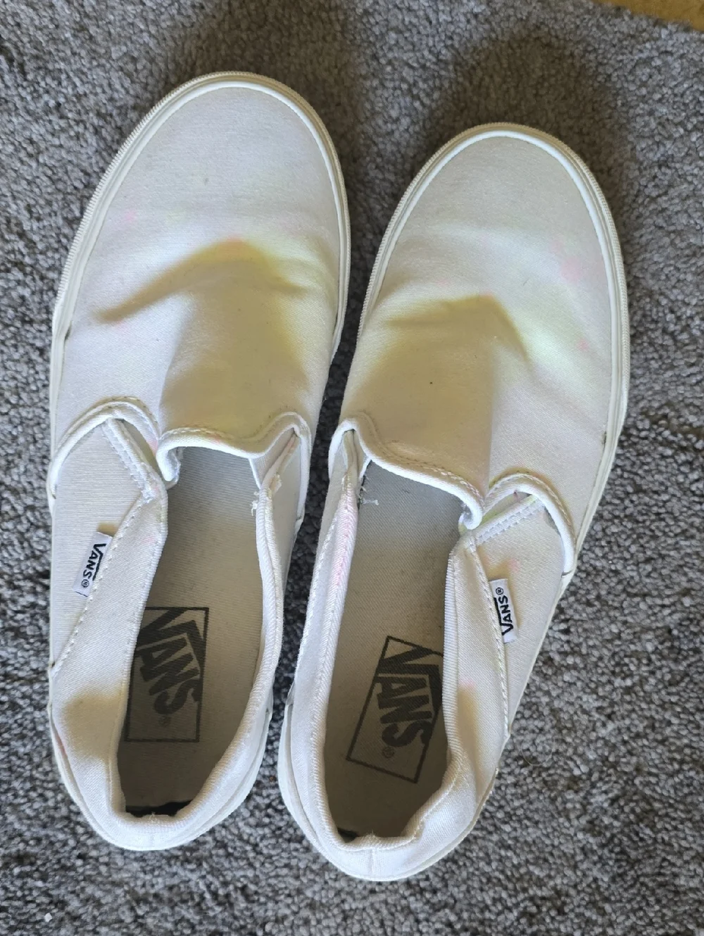 Vans Womens White Slip-On Sneakers Create Your Own DIY Shoes Size 9